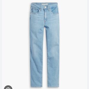 Levi's 724 High Rise Straight Crop Light Blue Cropped Frayed Hem Jeans